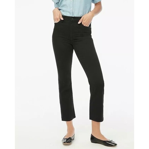 J.CREW High-Rise Flare Crop Jeans 29 All-Day Stretch Black Denim Casual NWT B26 - Picture 1 of 6